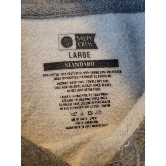 Salty Crew Gray Long Sleeve Hooded Sweatshirt Men's Size Large - Picture 9 of 9